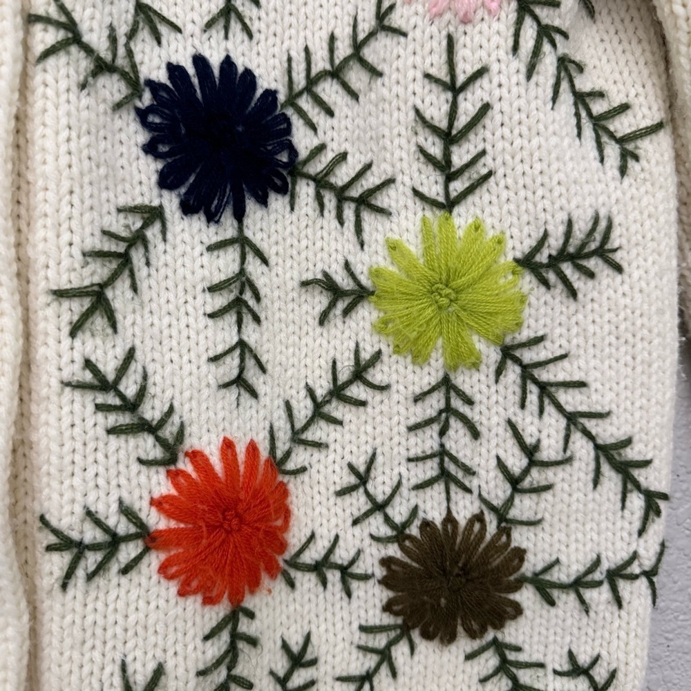 Kimlon Embroidered Floral Print Cardigan Sweater Size Large - Picture 8 of 16